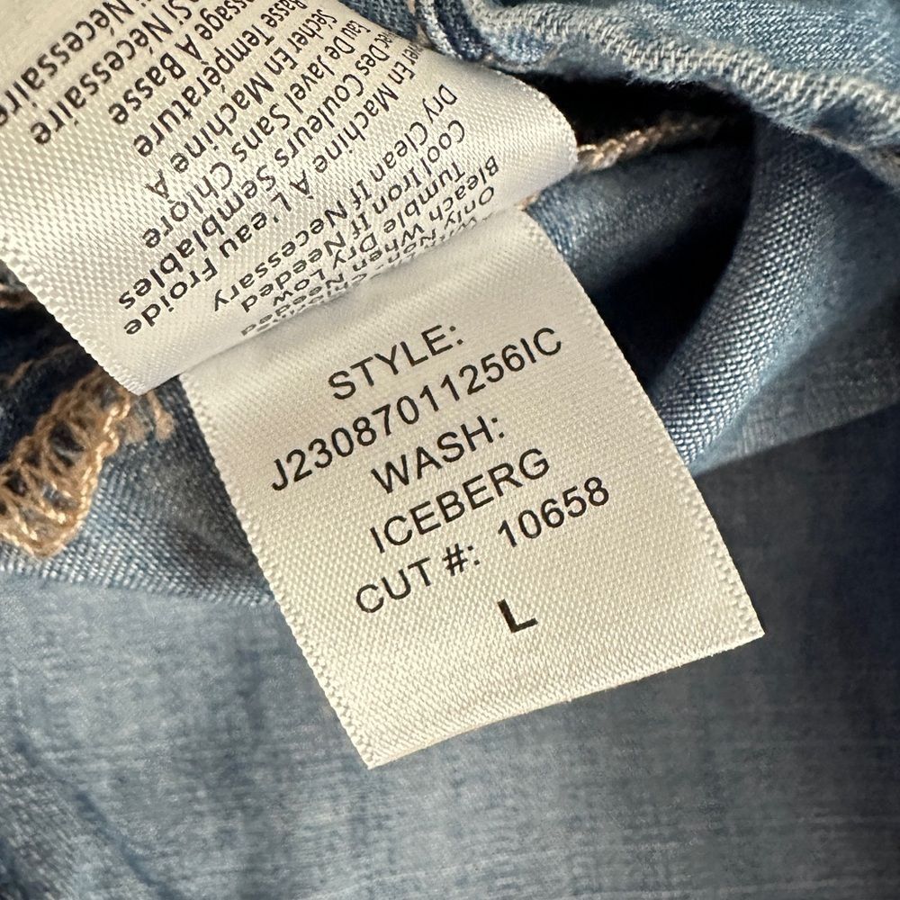 Veronica Beard Calisto Chambray Ruffle Collar Shirt Women’s Large - Picture 9 of 10